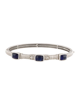 Judith Ripka Sapphire & Synthetic Sapphire Triple Stone Bangle