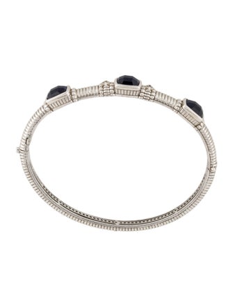 Judith Ripka Sapphire & Synthetic Sapphire Triple Stone Bangle