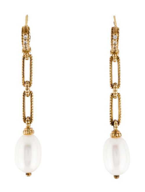 Judith Ripka Pearl & Topaz Link Drop Earrings