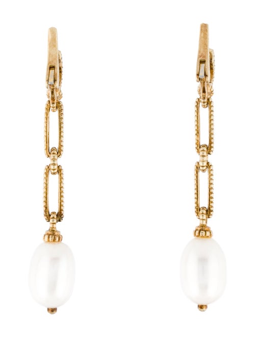 Judith Ripka Pearl & Topaz Link Drop Earrings