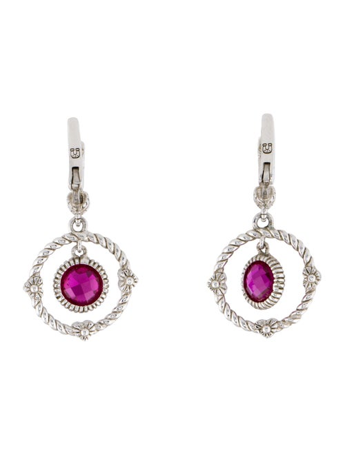Judith Ripka Synthetic Ruby & Colorless Sapphire Drop Earrings