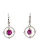 Judith Ripka Synthetic Ruby & Colorless Sapphire Drop Earrings
