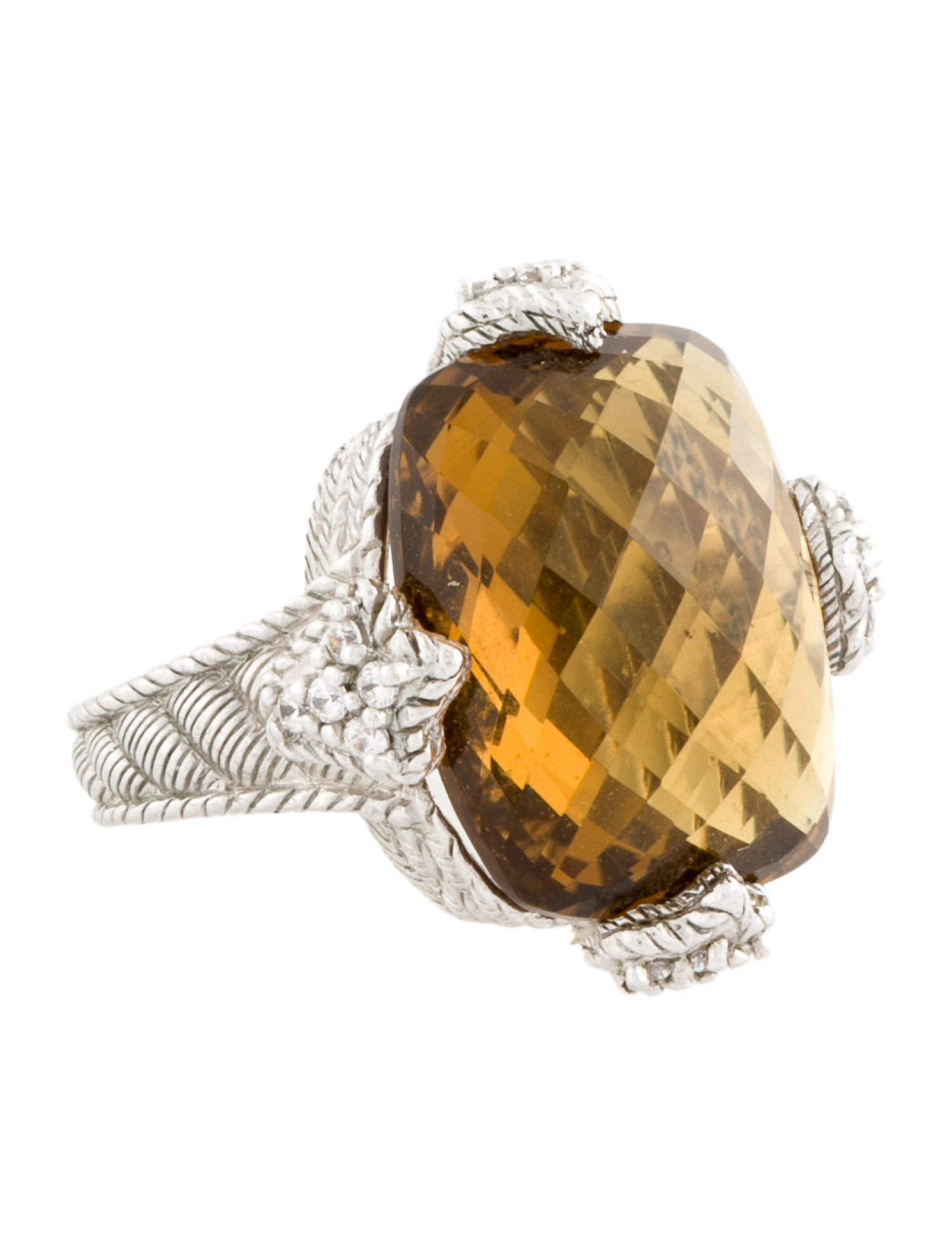 Judith Ripka Citrine & Cubic Zirconia Cocktail Ring