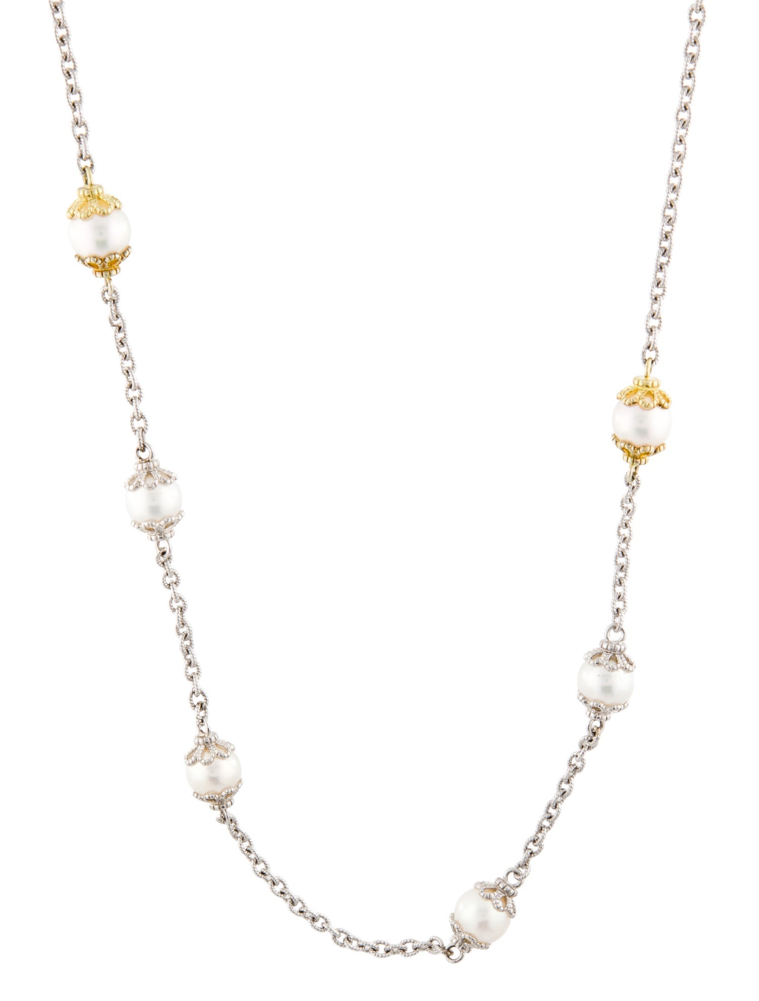 Judith Ripka Two-Tone Pearl Garland Necklace
