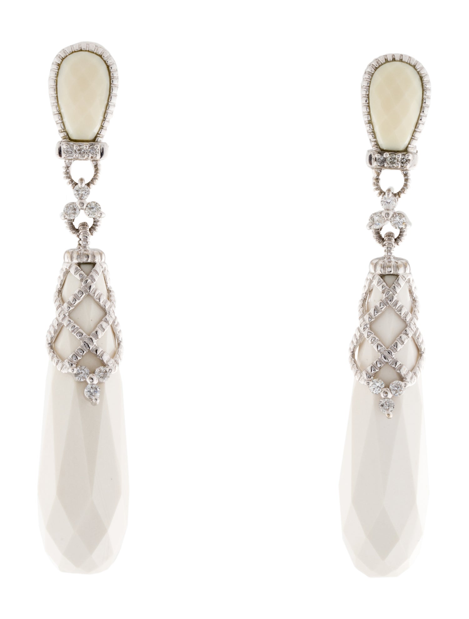 Judith Ripka 18K Chalcedony & Diamond Drop Earrings