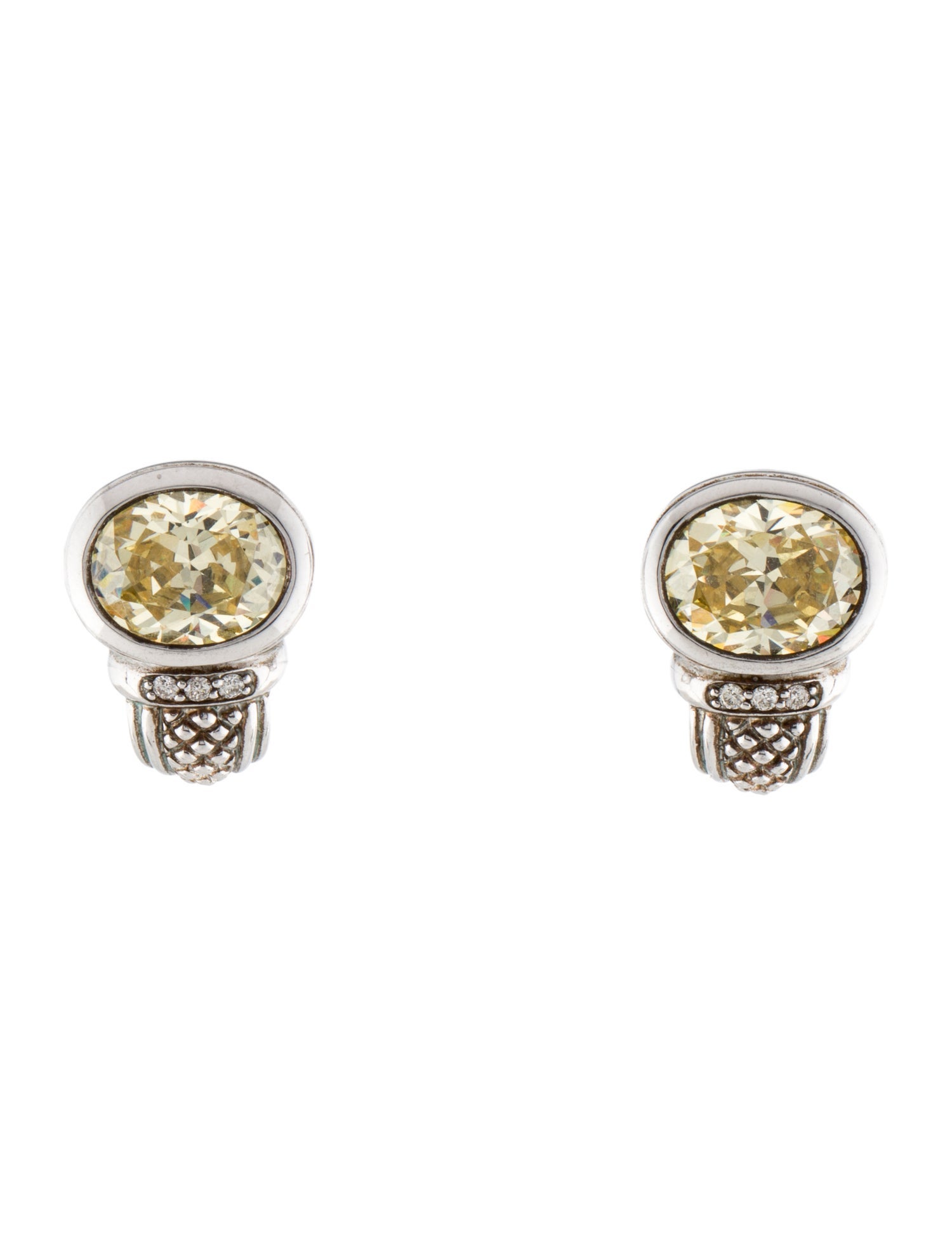Judith Ripka Canary Crystal & Diamond Earclips