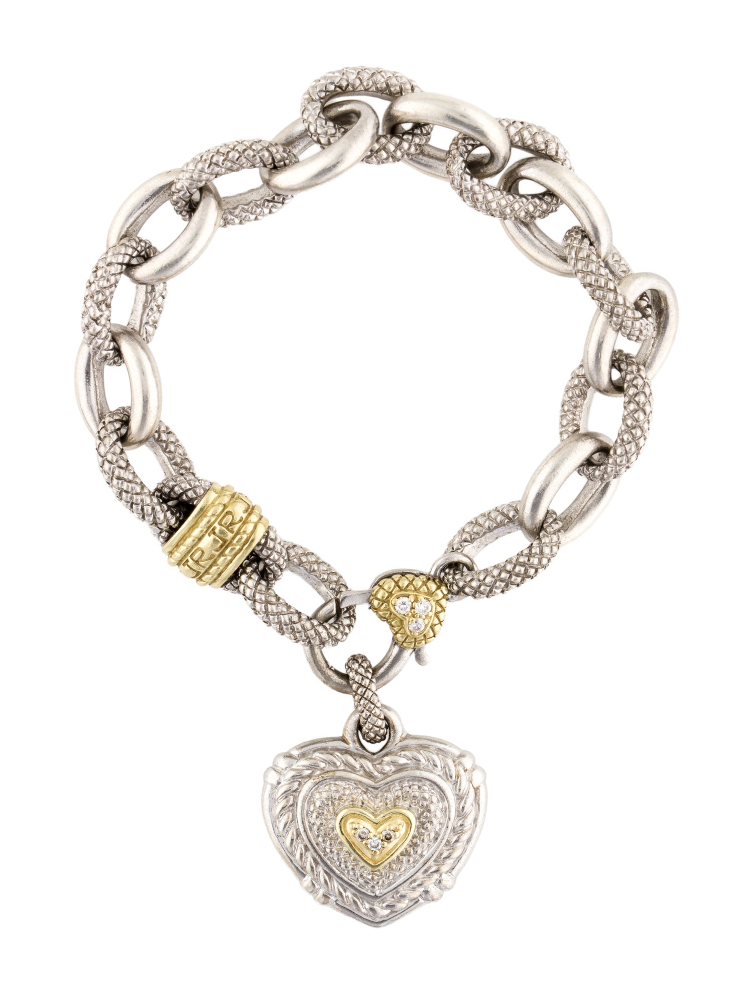 Judith Ripka Diamond Heart Charm Bracelet