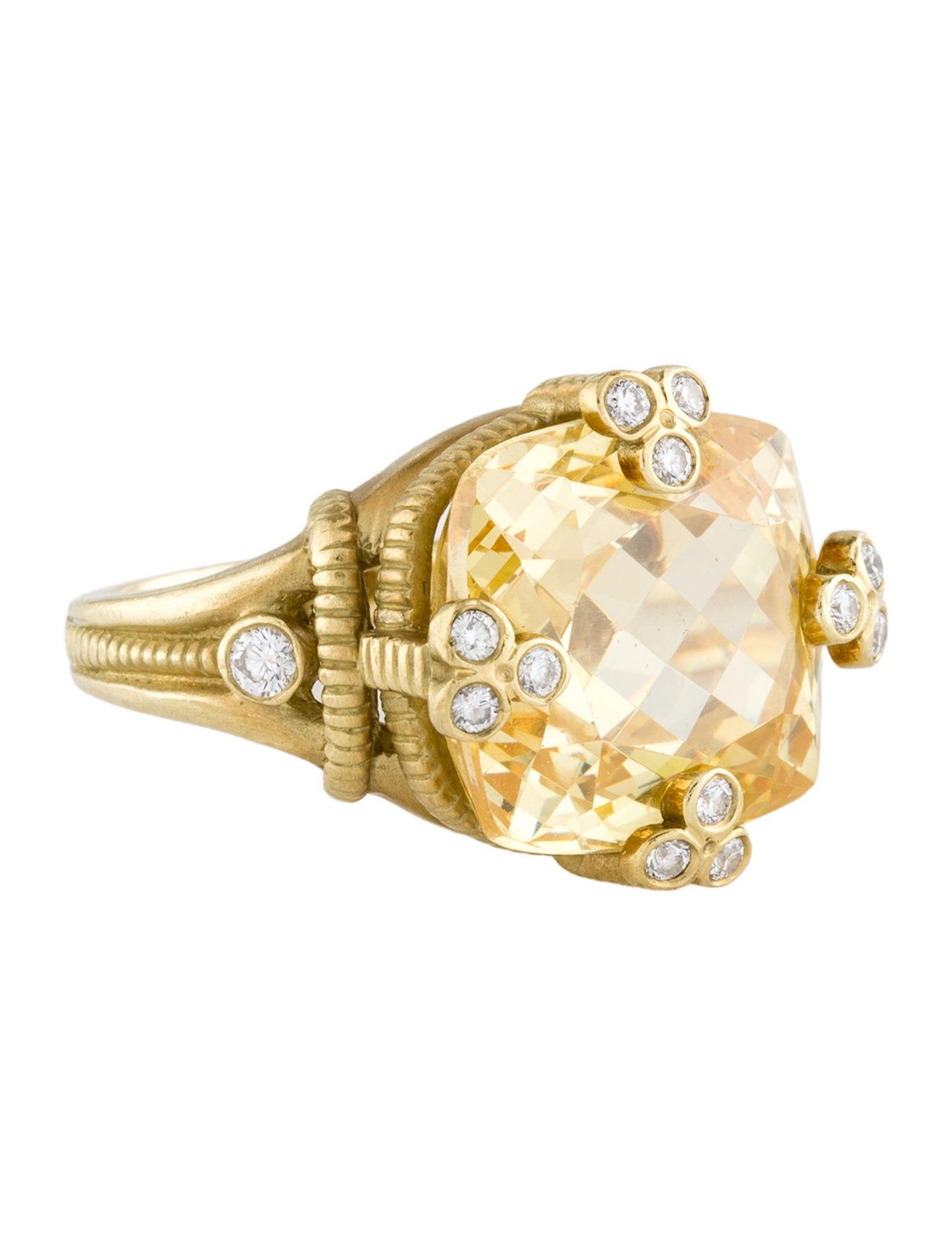 Judith Ripka 18K Cubic Zirconia & Diamond Cocktail Ring