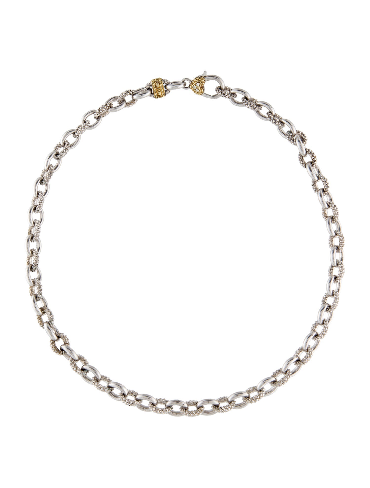 Judith Ripka Diamond Textured Link Necklace