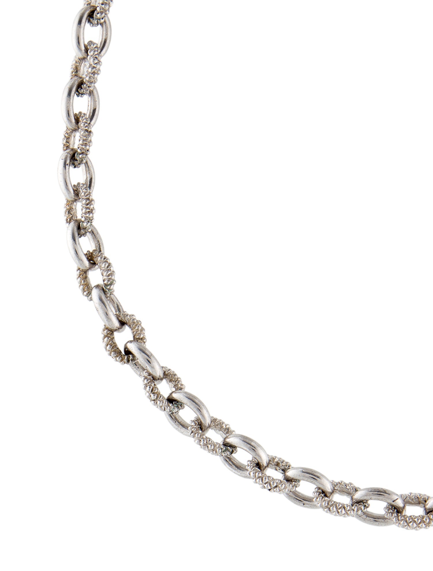 Judith Ripka Diamond Textured Link Necklace