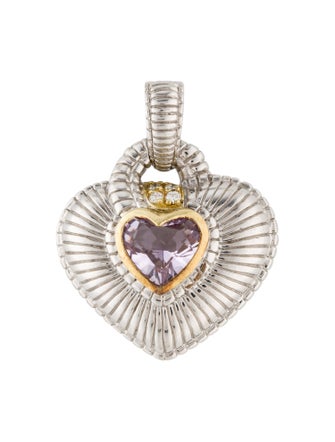 Judith Ripka 1.76ct Amethyst & Diamond Heart Enhancer Pendant