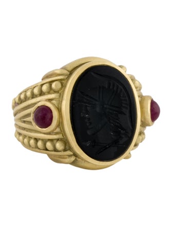 Judith Ripka 18K Onyx & Ruby Cocktail Ring