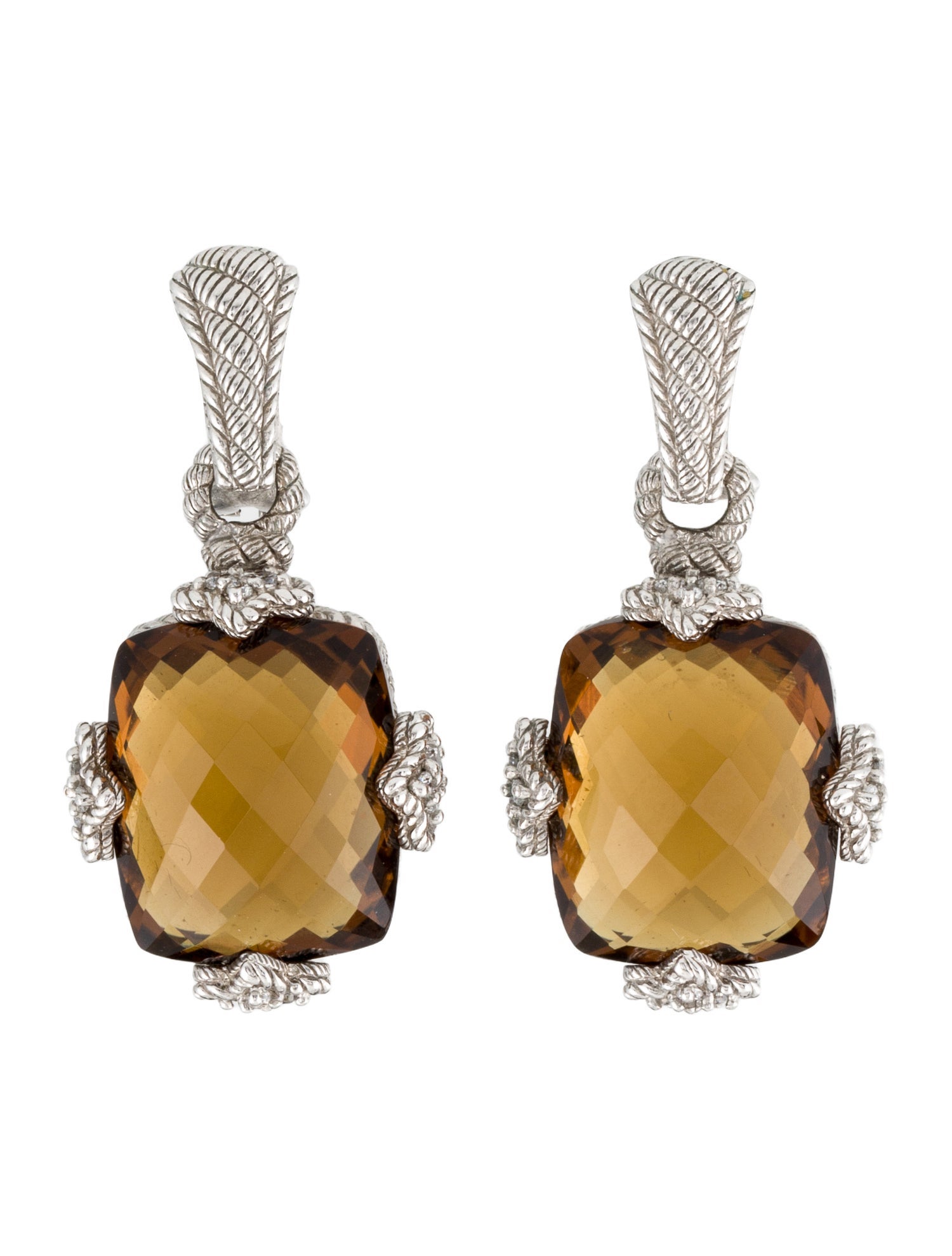 Judith Ripka Citrine & Cubic Zirconia Drop Earrings