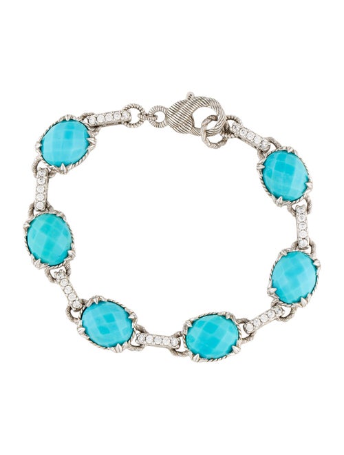 Judith Ripka Turquoise & Cubic Zirconia Link Bracelet