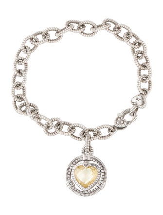 Judith Ripka Canary Crystal Athena Heart Charm Bracelet