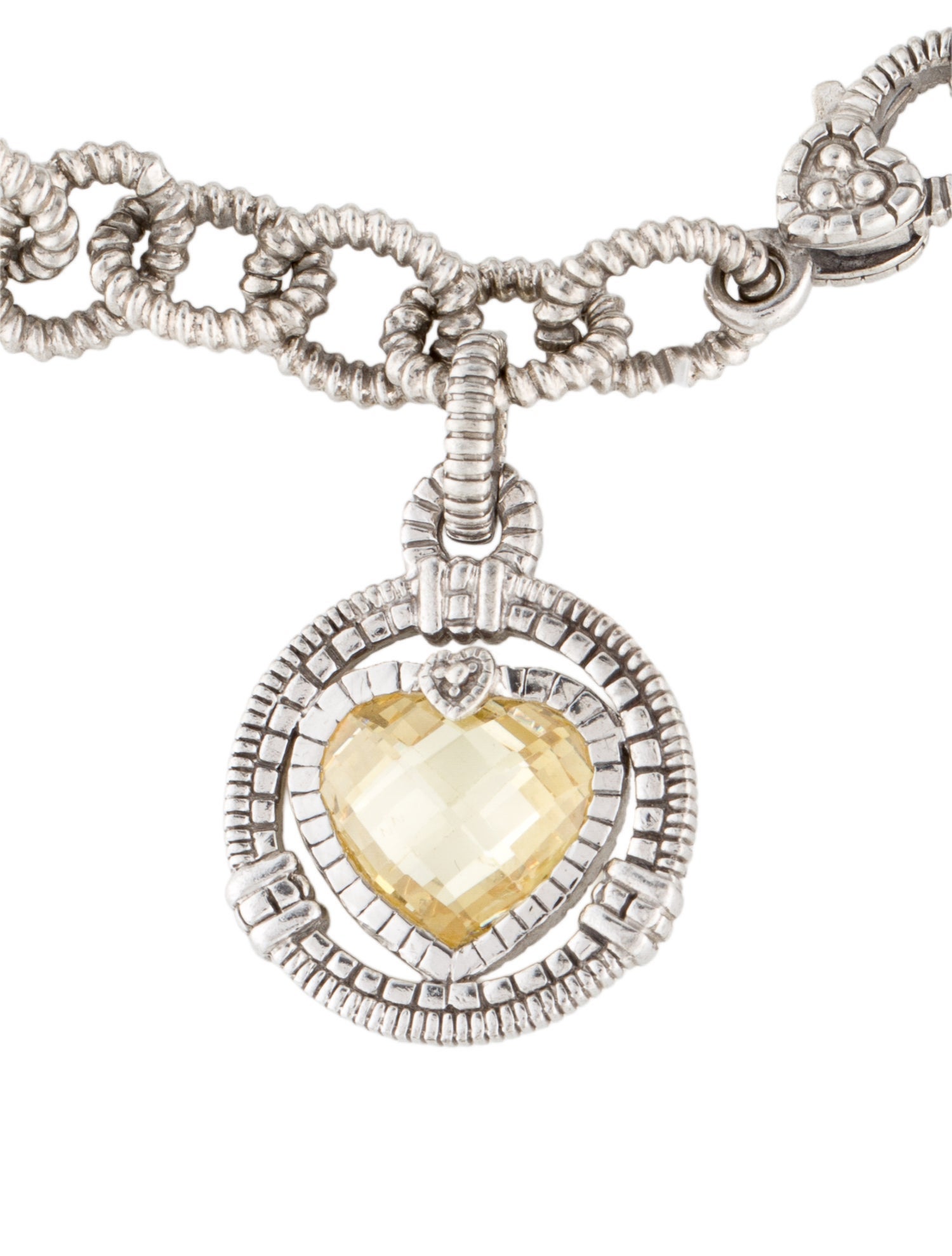 Judith Ripka Canary Crystal Athena Heart Charm Bracelet