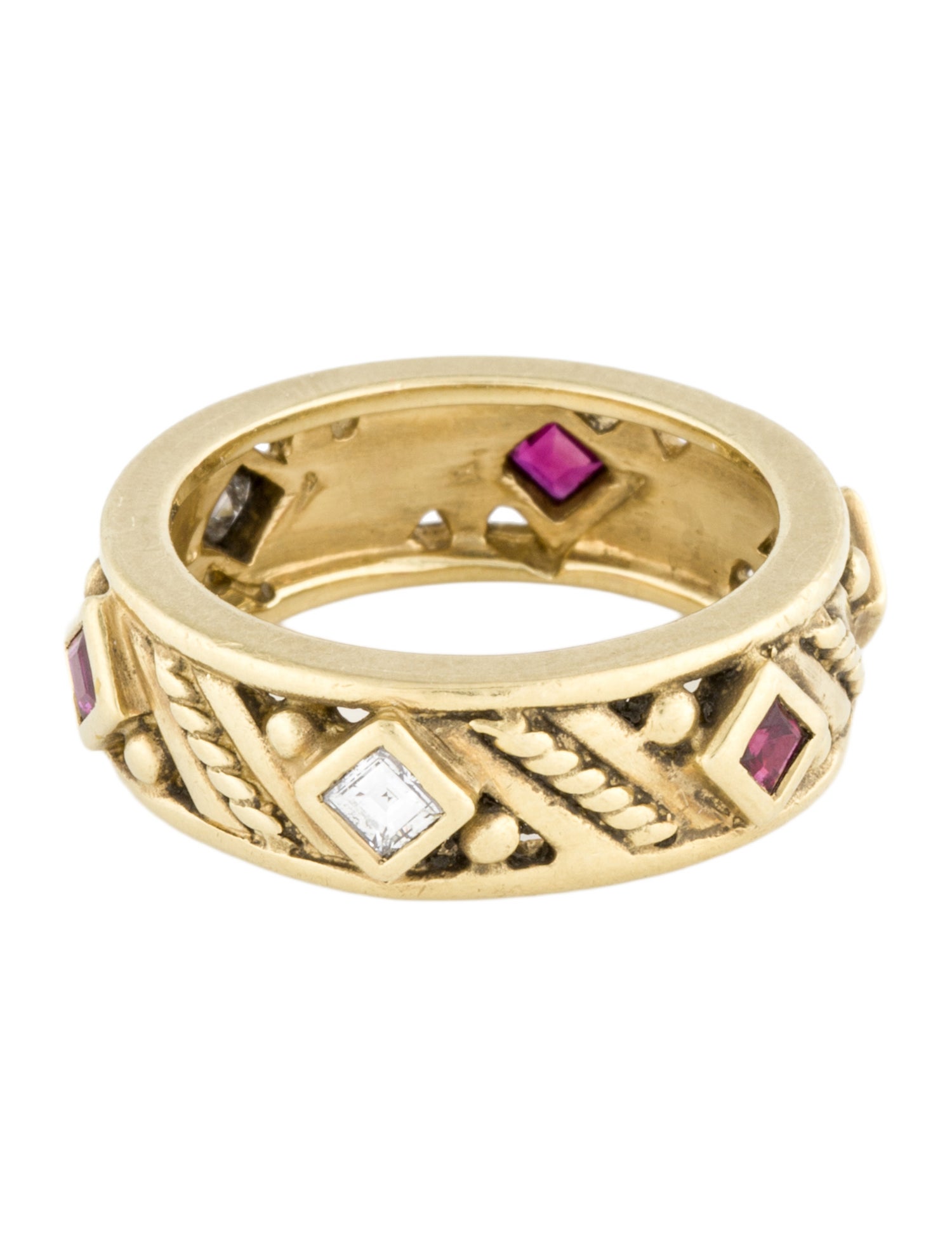 Judith Ripka 18K Ruby & Diamond Band