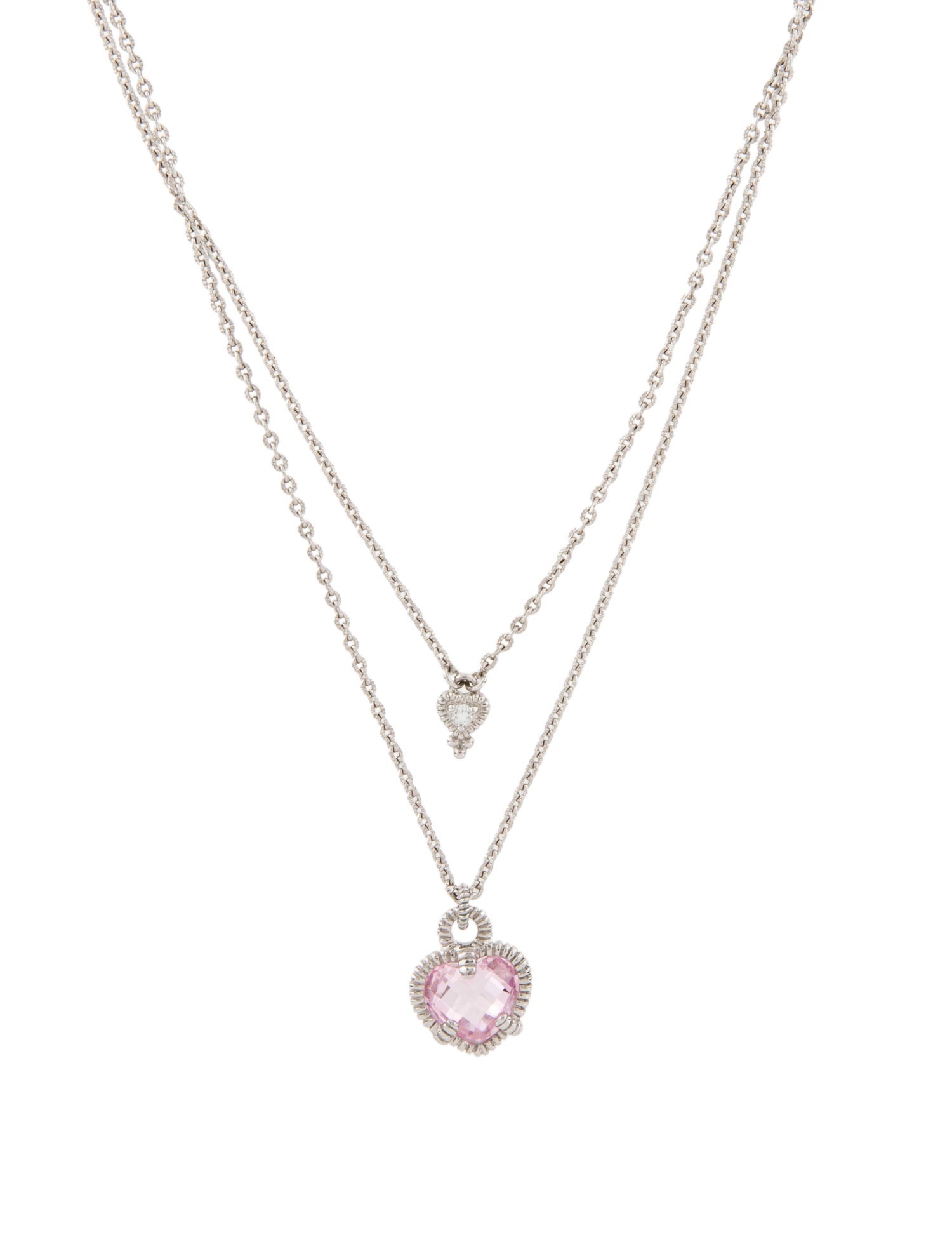 Judith Ripka Cubic Zirconia & Topaz La Petite Heart Double Strand Pendant Necklace