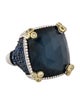 Judith Ripka Quartz & Hematine Doublet & Sapphire Cocktail Ring