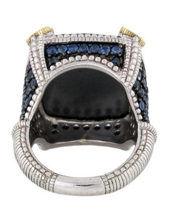 Judith Ripka Quartz & Hematine Doublet & Sapphire Cocktail Ring