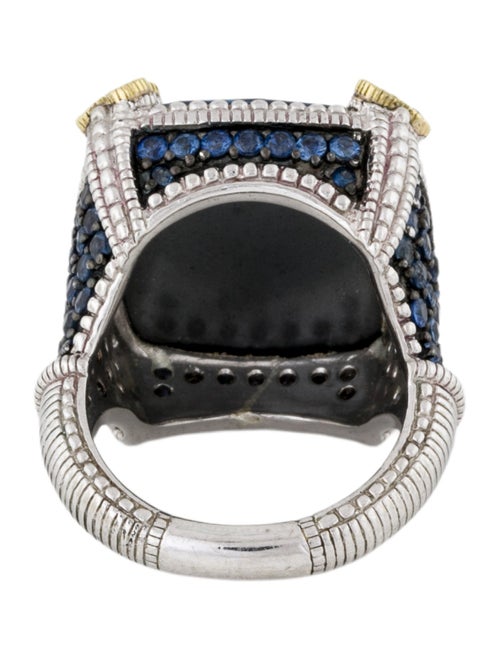 Judith Ripka Quartz & Hematine Doublet & Sapphire Cocktail Ring
