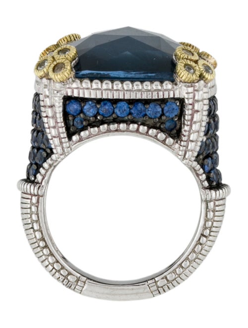 Judith Ripka Quartz & Hematine Doublet & Sapphire Cocktail Ring