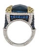 Judith Ripka Quartz & Hematine Doublet & Sapphire Cocktail Ring