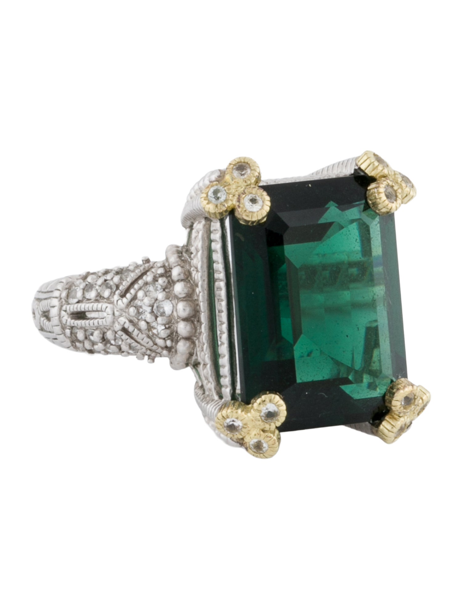 Judith Ripka Synthetic Quartz & Sapphire Estate Cocktail Ring