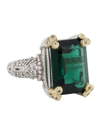 Judith Ripka Synthetic Quartz & Sapphire Estate Cocktail Ring