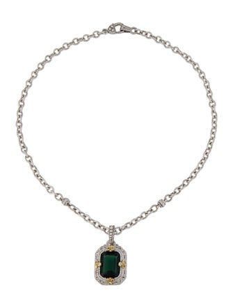 Judith Ripka Synthetic Quartz & Sapphire Pendant Necklace