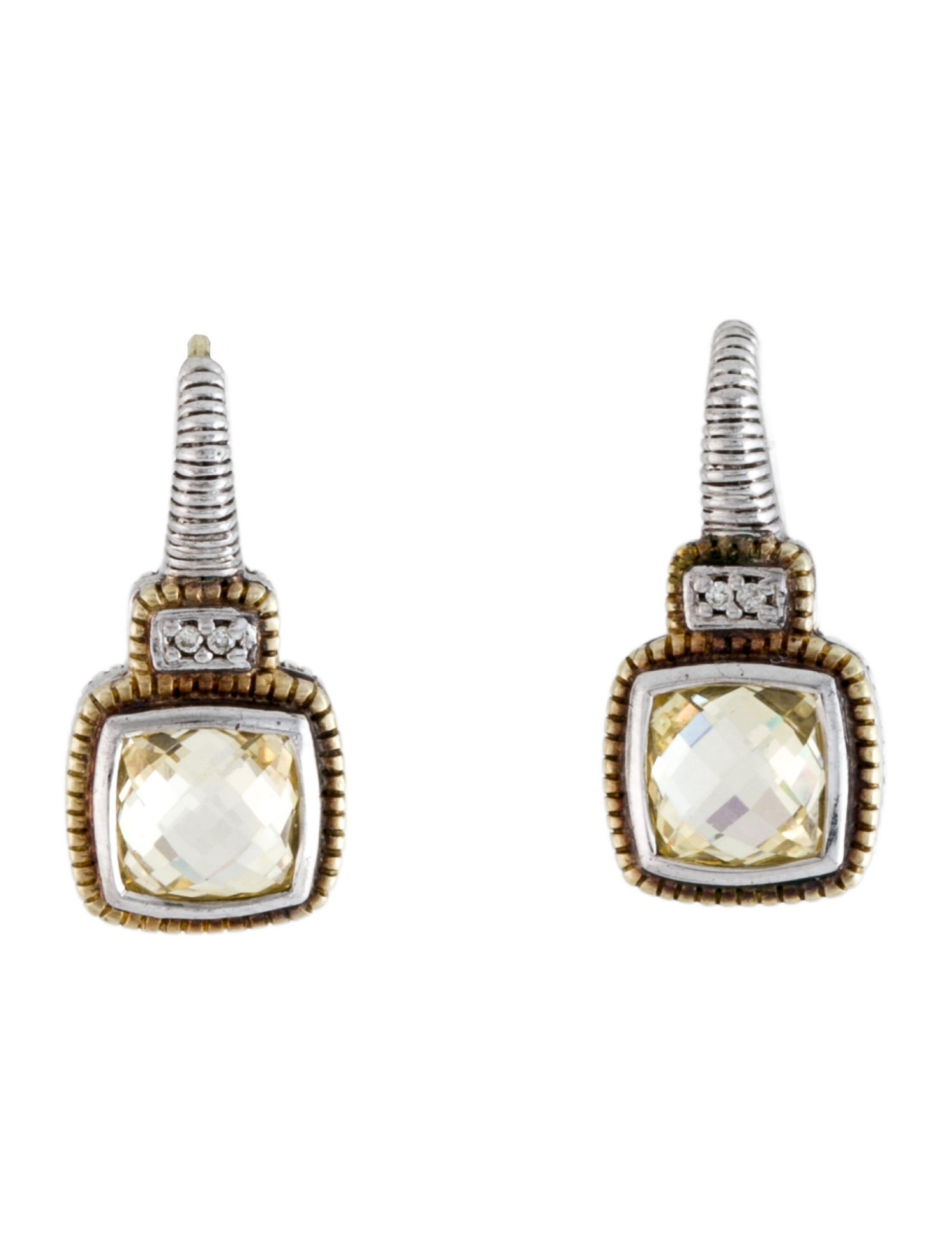 Judith Ripka Two-Tone Diamond & Cubic Zirconia Drop Earrings