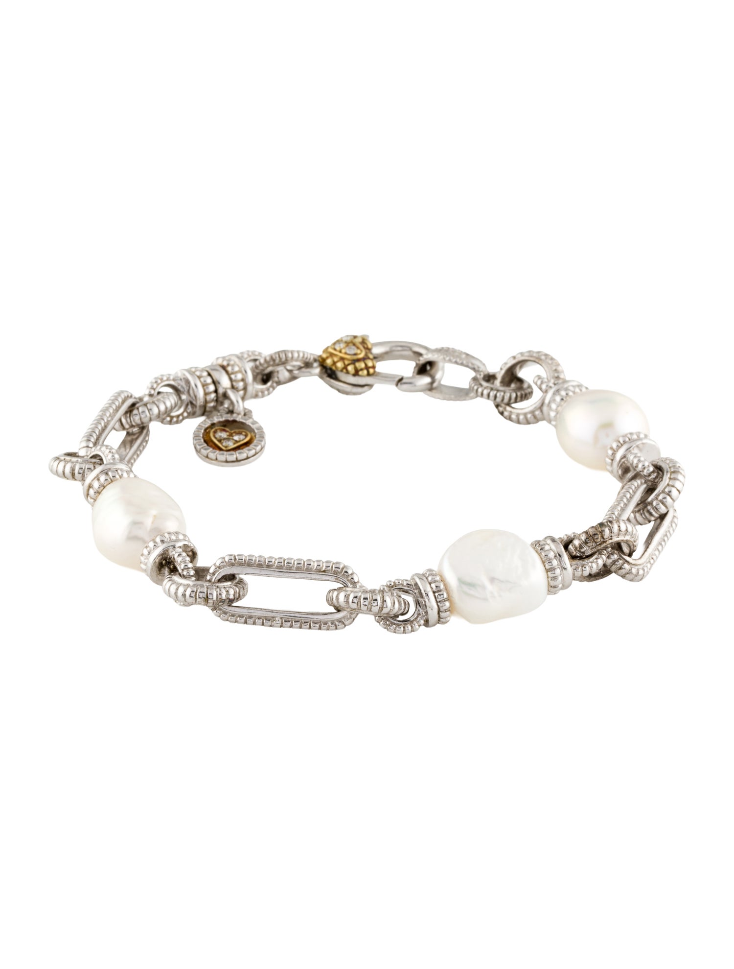 Judith Ripka Pearl & Diamond Station Bracelet