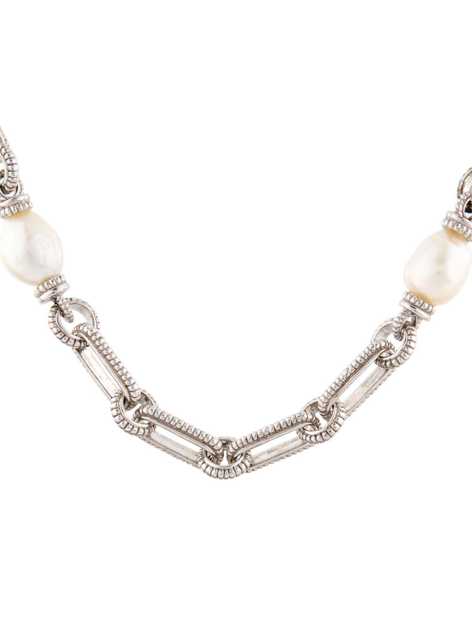 Judith Ripka Pearl & Diamond Oval Link Station Necklace