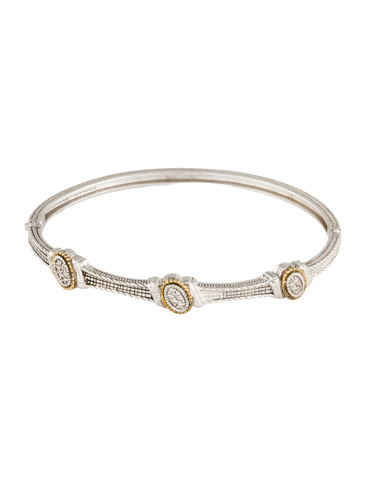 Judith Ripka Diamond Hinged Bangle Bracelet