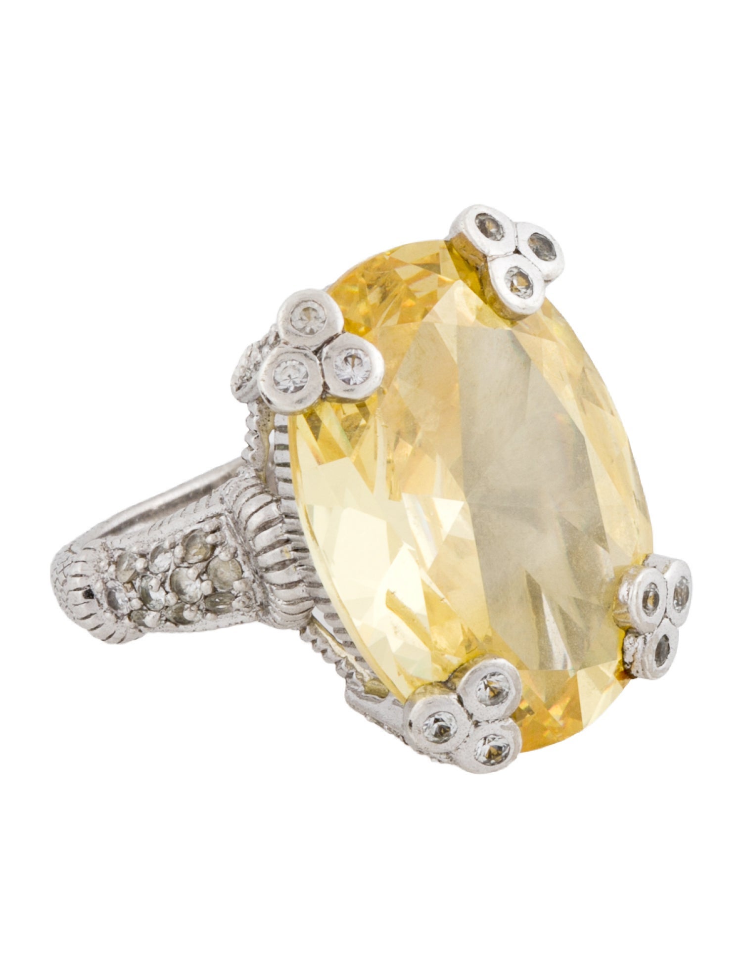 Judith Ripka Canary Crystal & Sapphire Cocktail Ring
