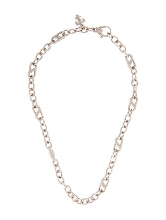 Judith Ripka Cubic Zirconia Fleur de Lis Cable Link Necklace