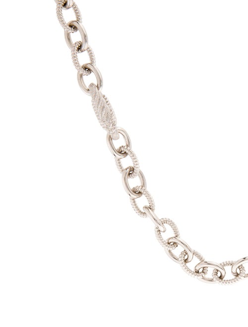 Judith Ripka Cubic Zirconia Fleur de Lis Cable Link Necklace