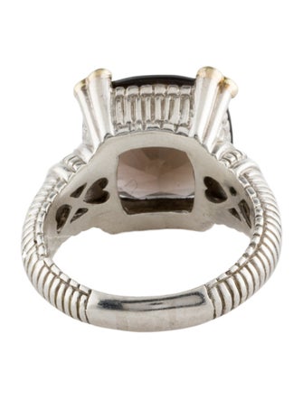 Judith Ripka Two-Tone Smokey Quartz & Diamond Heart Cocktail Ring