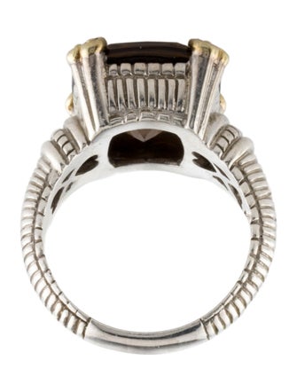 Judith Ripka Two-Tone Smokey Quartz & Diamond Heart Cocktail Ring