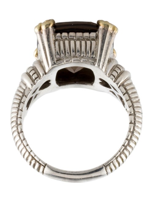 Judith Ripka Two-Tone Smokey Quartz & Diamond Heart Cocktail Ring