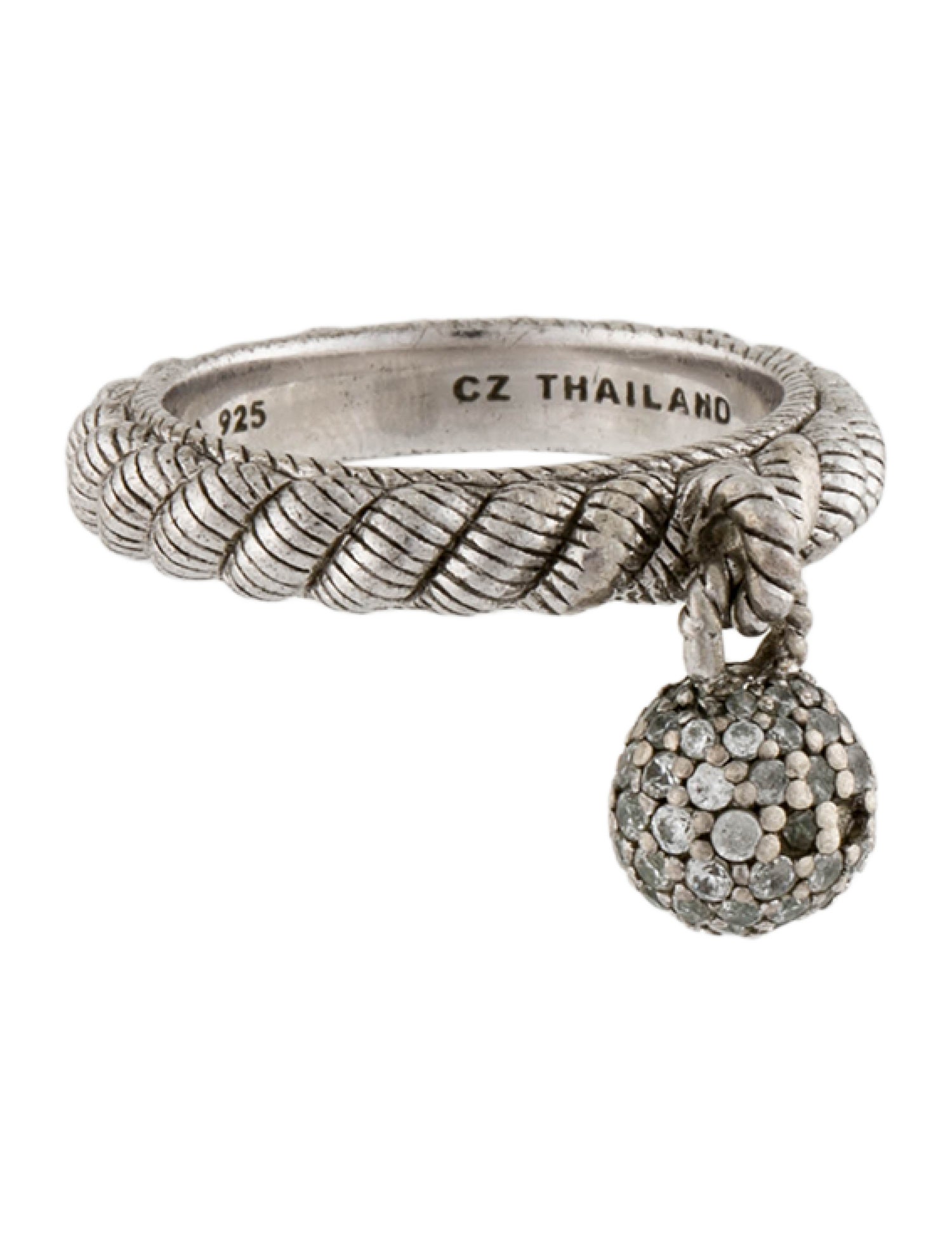 Judith Ripka Cubic Zirconia Ball Charm Cocktail Ring