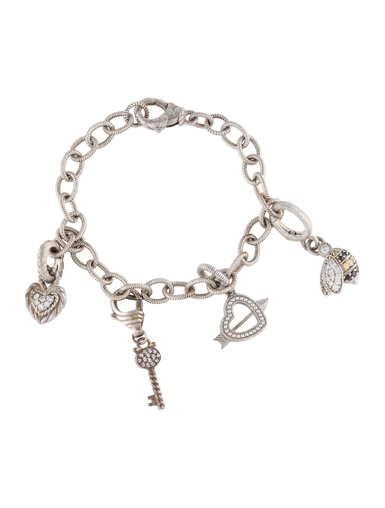 Judith Ripka Cubic Zirconia Multi Charm Bracelet