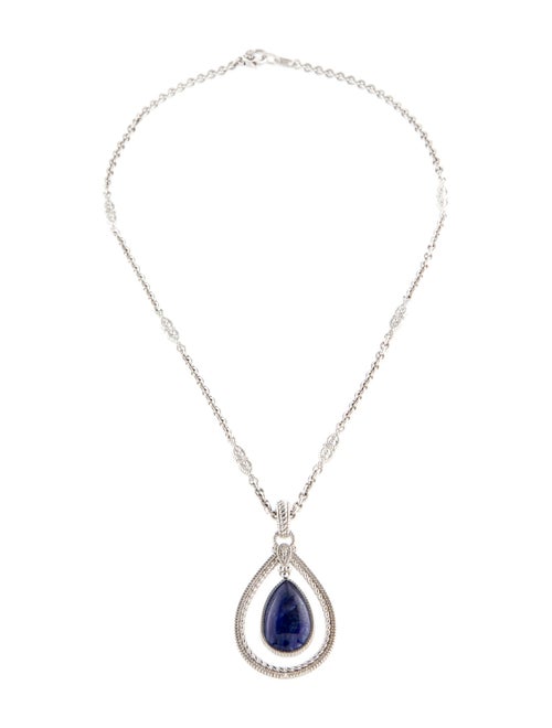 Judith Ripka Glass-Filled Sapphire Double Teardrop Pendant Necklace