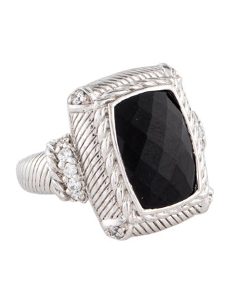 Judith Ripka Onyx and Cubic Zirconia Cocktail Ring