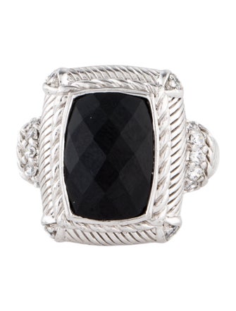 Judith Ripka Onyx and Cubic Zirconia Cocktail Ring