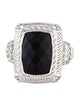 Judith Ripka Onyx and Cubic Zirconia Cocktail Ring