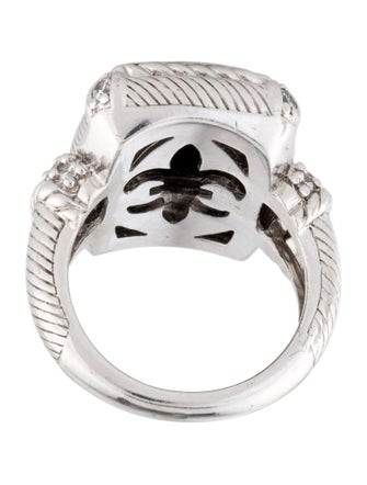Judith Ripka Onyx and Cubic Zirconia Cocktail Ring