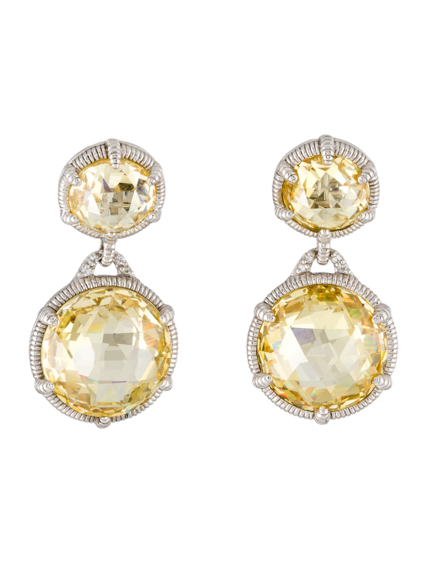 Judith Ripka Crystal & Sapphire Canary Drop Earrings
