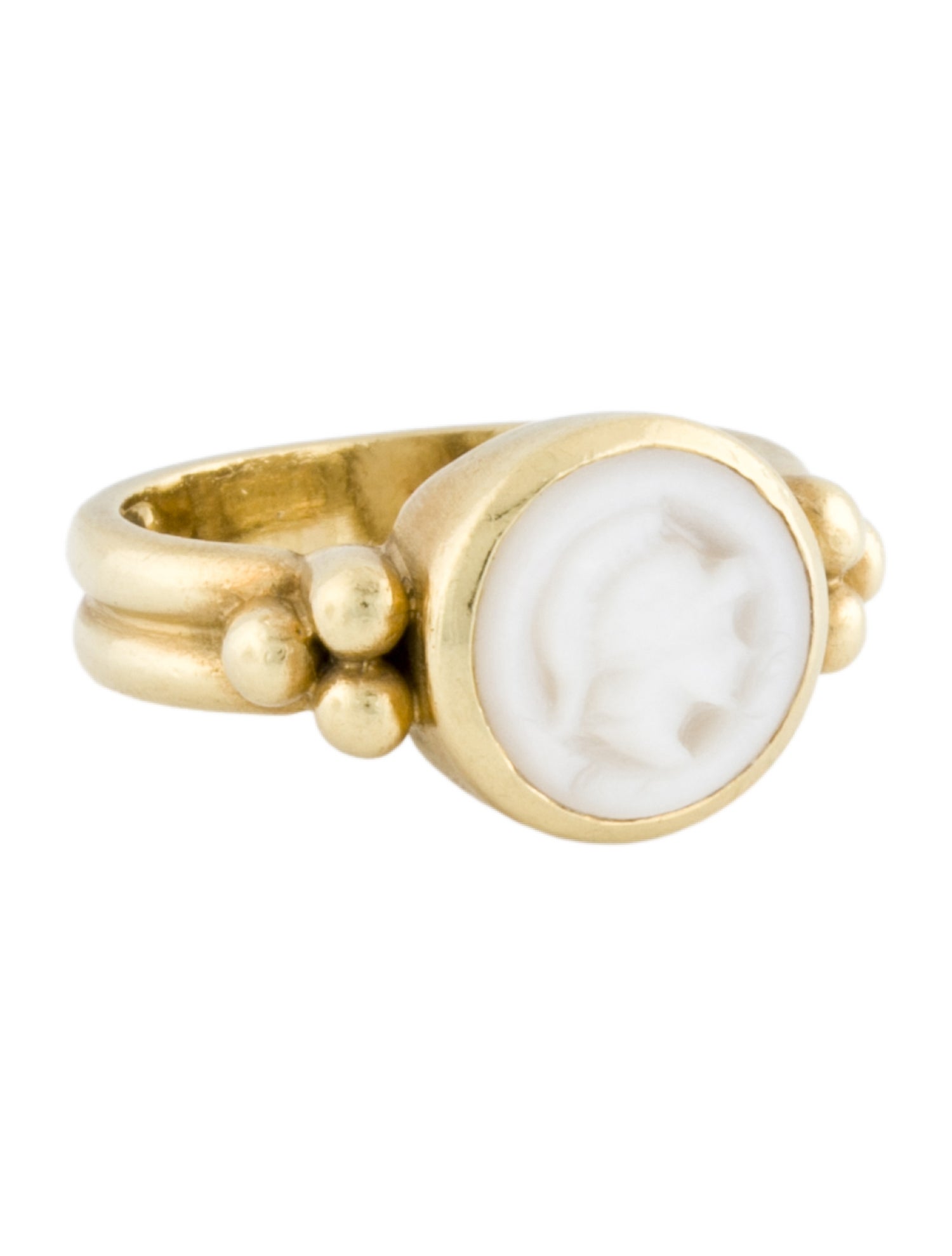 Judith Ripka 18K Mother-of-Pearl Intaglio Signet Ring