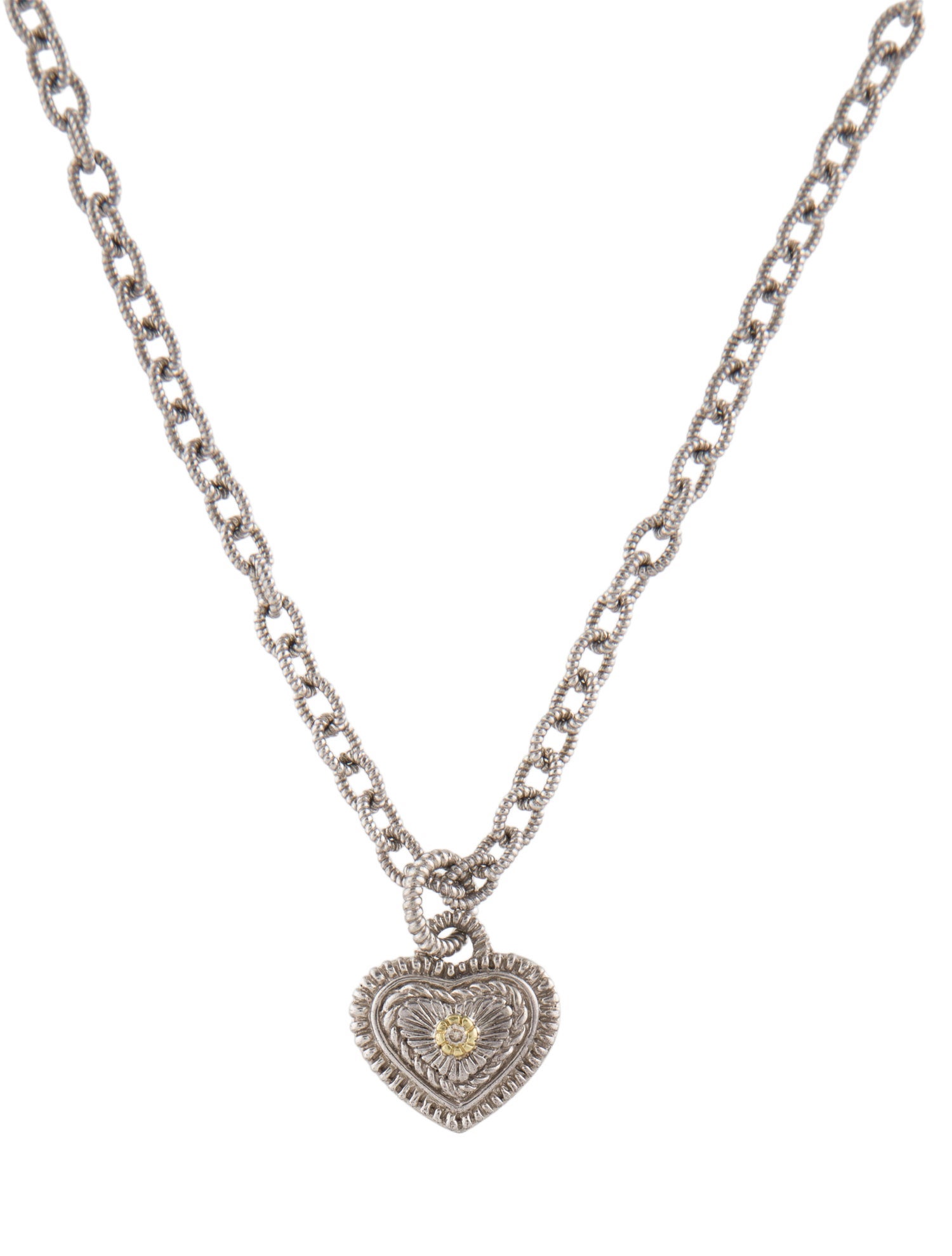Judith Ripka Diamond Heart Pendant Necklace